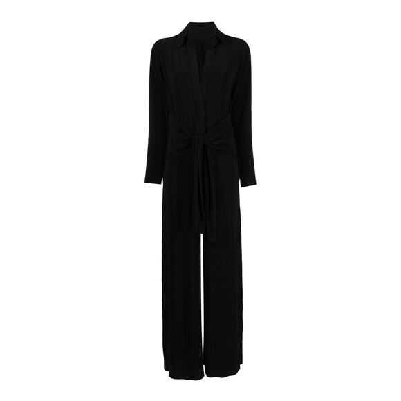 Norma Kamali stretch design jumpsuit with notch collar women’s size small - Picture 3 of 4